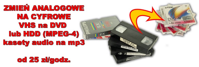 przegrywanie z VHS kaset audio na DVD, HDD